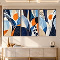 Blue Orange Abstract with walnut frame