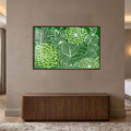 Emerald Botanical Blooms with walnut frame