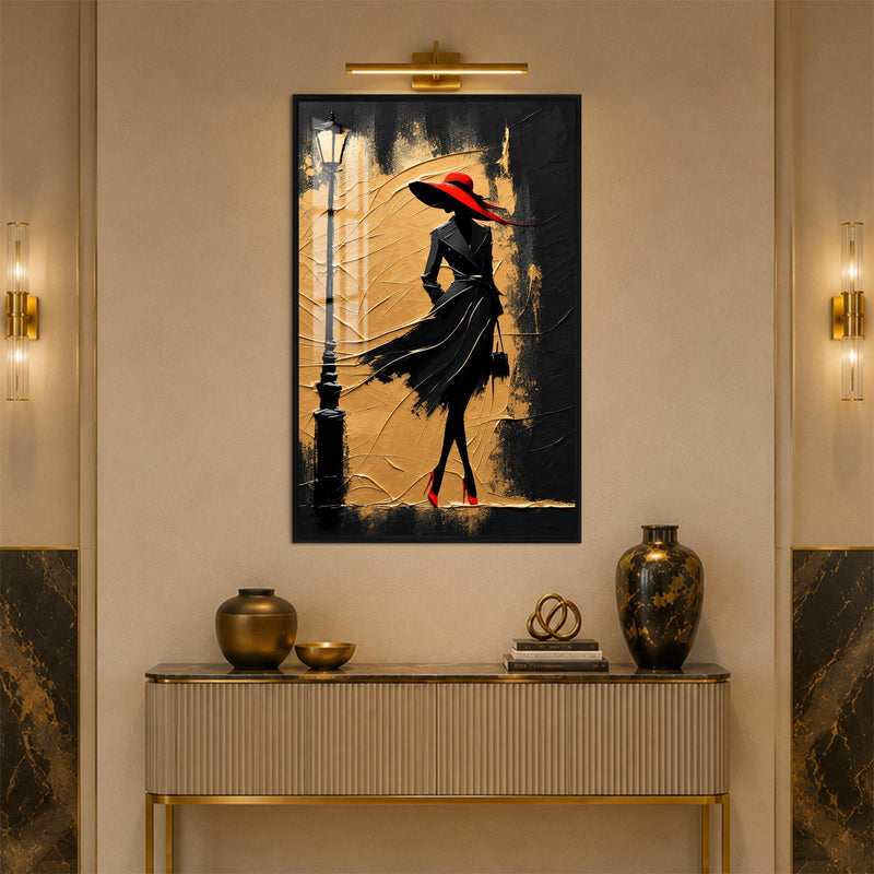 Crimson Hat Elegance with black frame