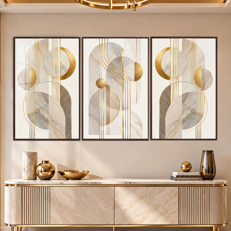 Golden Marble Harmony II with walnut frame