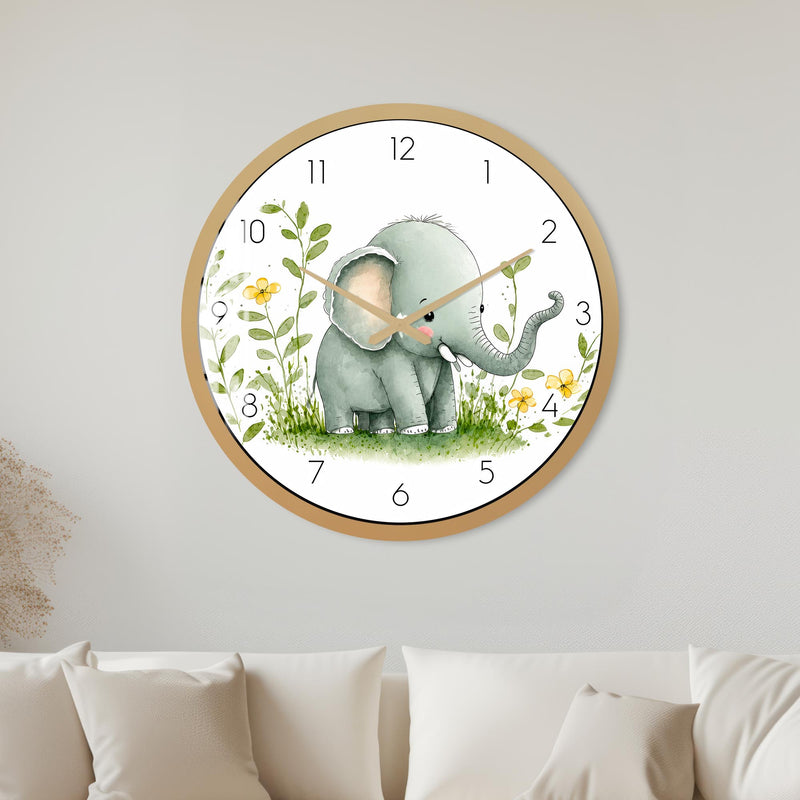 Watercolour Baby Elephant with gold frame