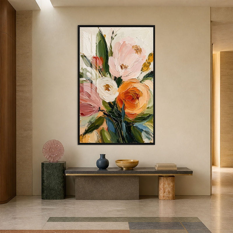 Artronauts Glass Print 12x18 cm | 4.7"x7.1" / Black Blushing Garden Bouquet Glass Wall Art