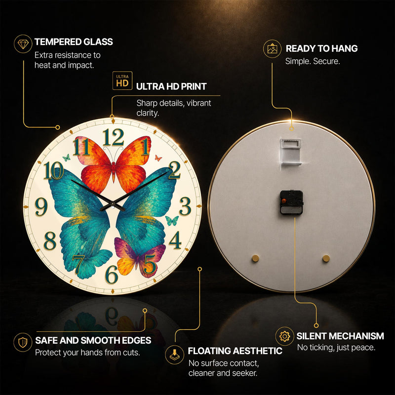 Vibrant Butterfly Garden — tempered glass, ultra HD print, ready to hang