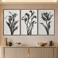 Monochrome Floral with walnut frame