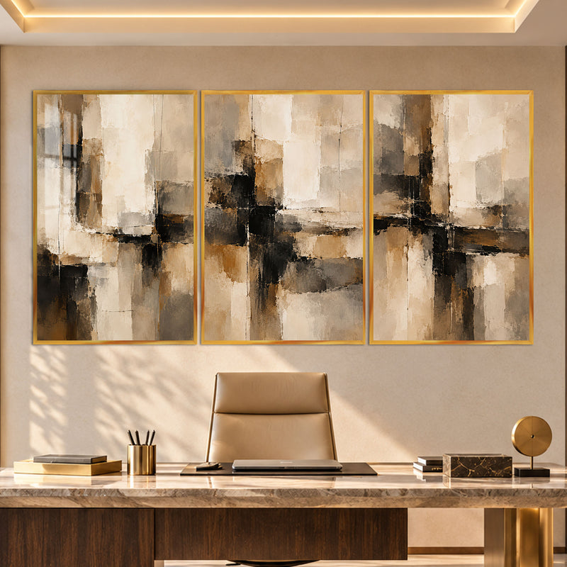 Earthtone Abstract with gold frame