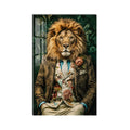 Artronauts Glass Print Floral Gentleman Lion Glass Wall Art