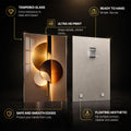 Golden Abstract Harmony — tempered glass, ultra HD print, ready to hang