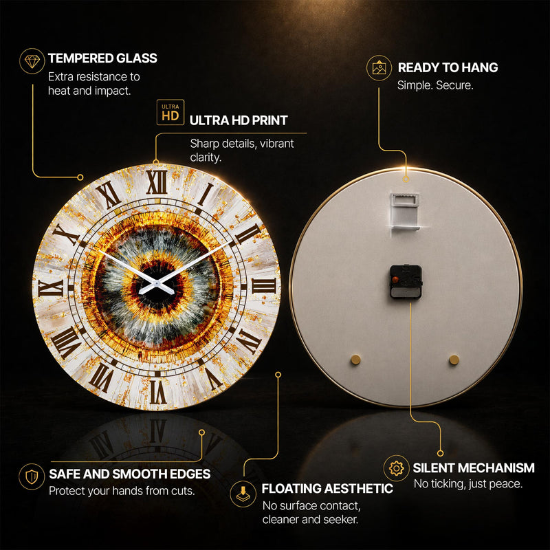 Golden Iris — tempered glass, ultra HD print, ready to hang