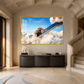Artronauts Glass Print 18x12 cm | 7.1"x4.7" / Gold Elephant Sky Escalator Glass Wall Art