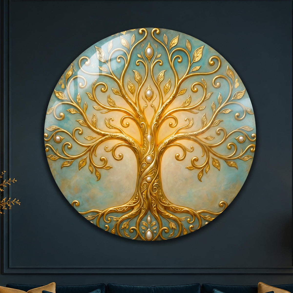 Golden Tree Of Life V in a modern room