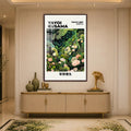 Dotted Garden Reverie with walnut frame