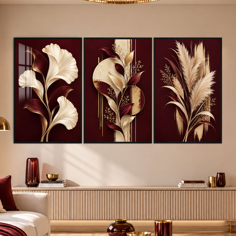 Burgundy Botanical with black frame