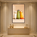Three Curious Cats with walnut frame
