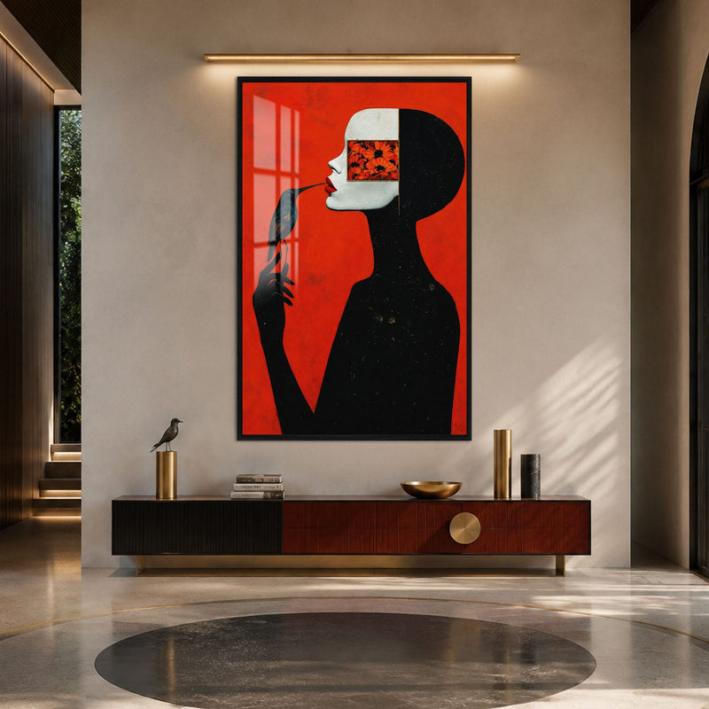 Artronauts Glass Print 12x18 cm | 4.7"x7.1" / Black Floral Vision Glass Wall Art