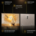 Golden Sunset Voyage — tempered glass, ultra HD print, ready to hang