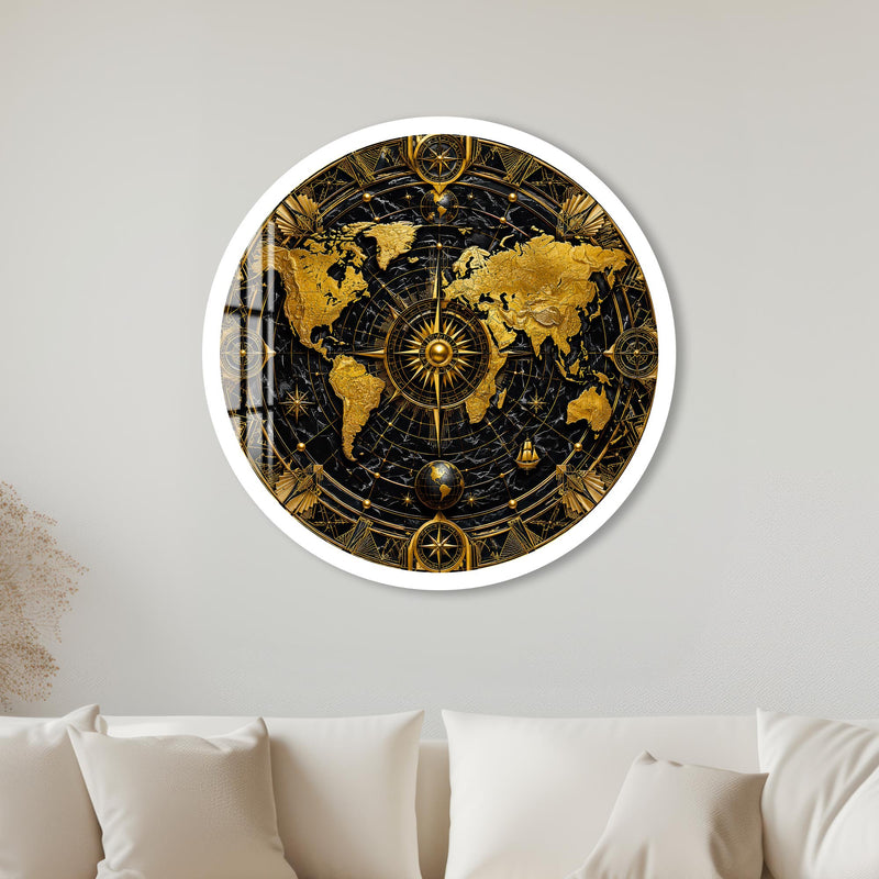 Gilded Compass World with white frame