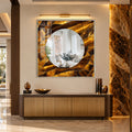 Golden Amber Mosaic with white frame