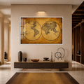 Artronauts Glass Print 18x12 cm | 7.1"x4.7" / White Antique World Map Glass Wall Art