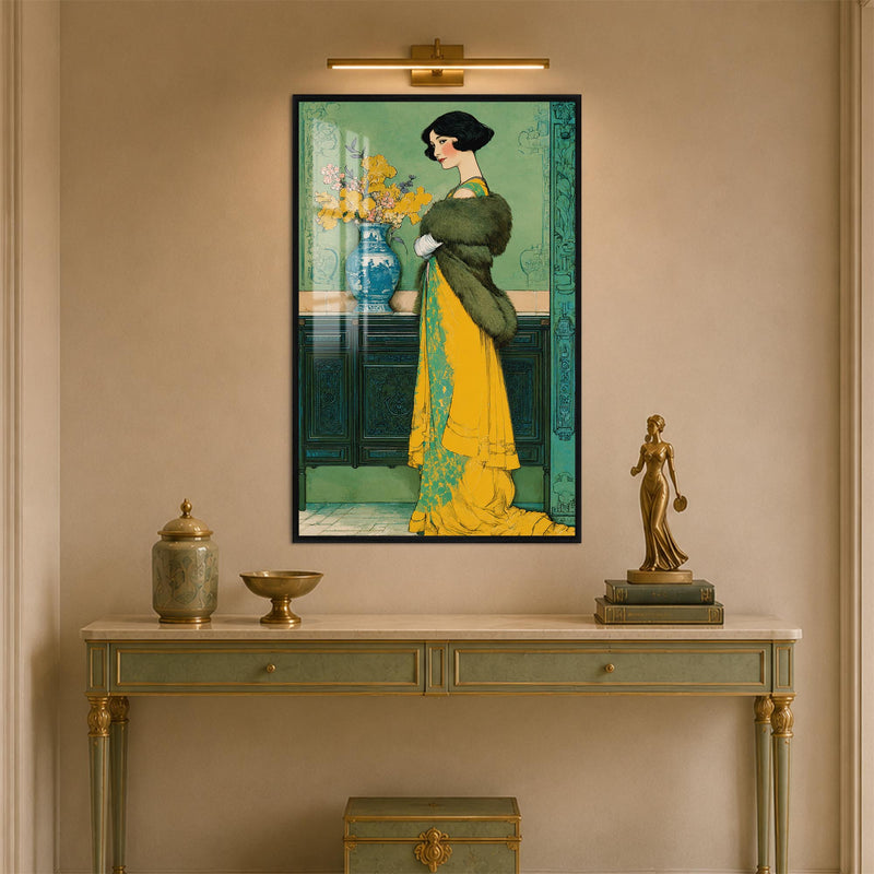Golden Gown Elegance with black frame