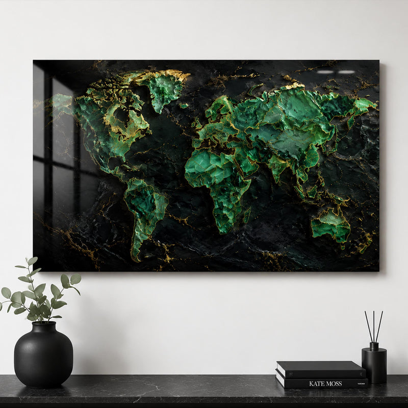 Emerald Marble World Map lifestyle view