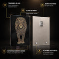 Ornate Golden Lion — tempered glass, ultra HD print, ready to hang