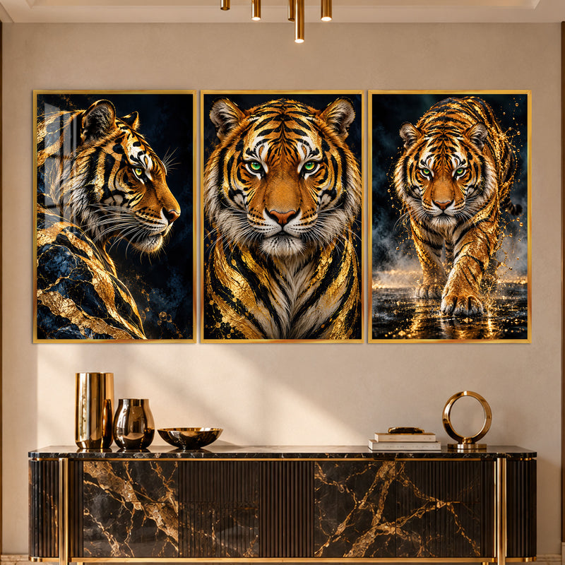 Golden Tiger with gold frame
