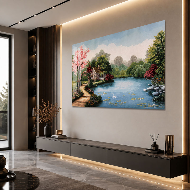 Lakeside Cottage in Bloom angled lifestyle view
