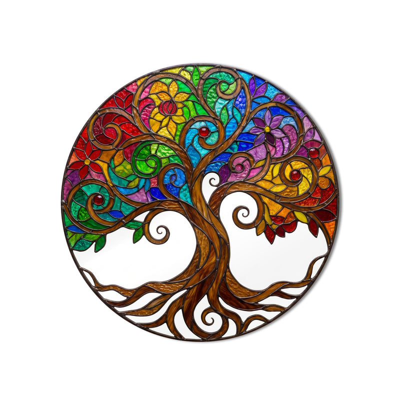 Rainbow Floral Tree Of Life product shot on white background