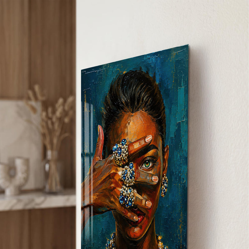 Artronauts Glass Print Sapphire Gaze Glass Wall Art