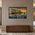 Golden Harbor Dreams with walnut frame