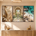 Golden Coastal Escape with walnut frame