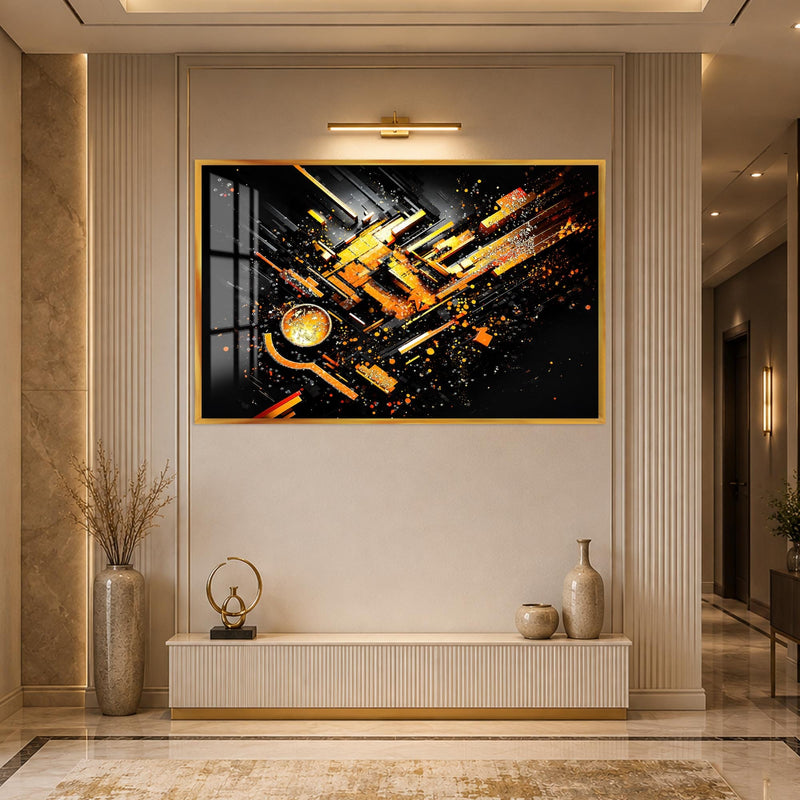 Orange Fragment Burst with gold frame