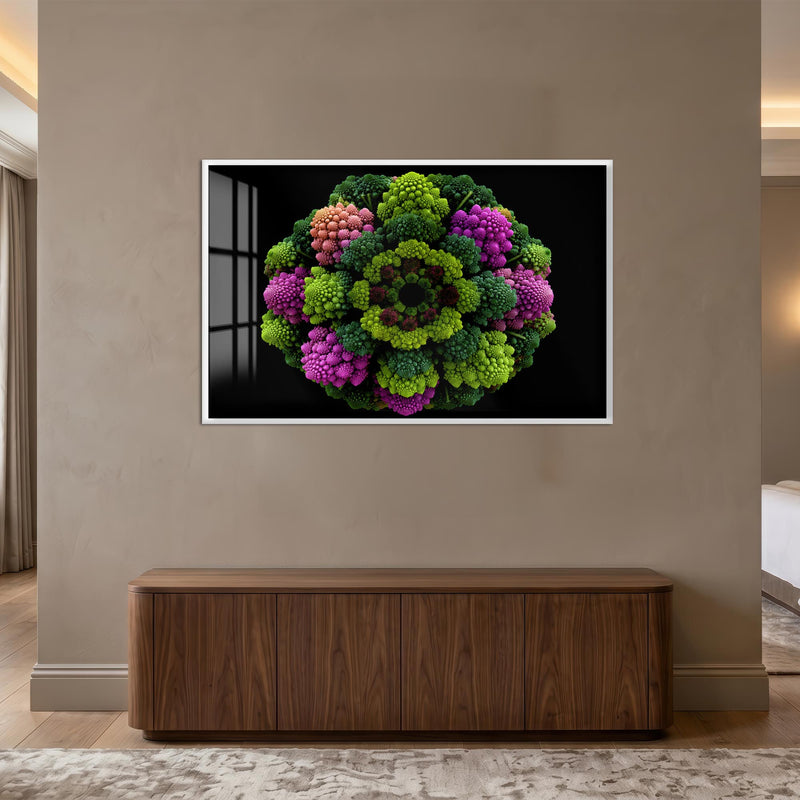 Romanesco Color Mandala with white frame