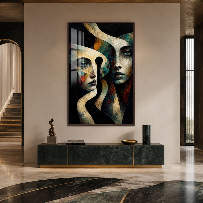 Artronauts Glass Print 12x18 cm | 4.7"x7.1" / Walnut Twin Reflections Glass Wall Art