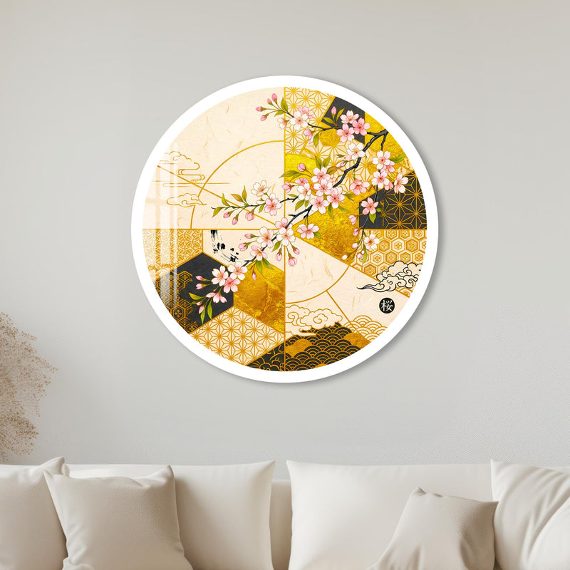 Golden Sakura with white frame