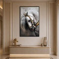 Jeweled White Horse with black frame