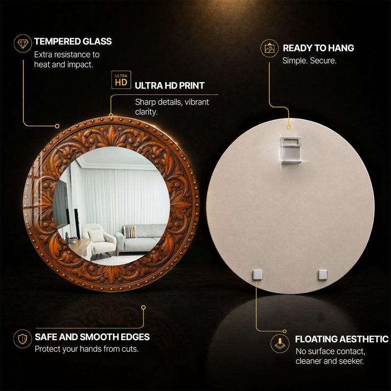 Ornate Carved Elegance — tempered glass, ultra HD print, ready to hang