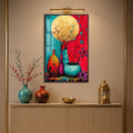 Moonlit Blossom Vases with walnut frame