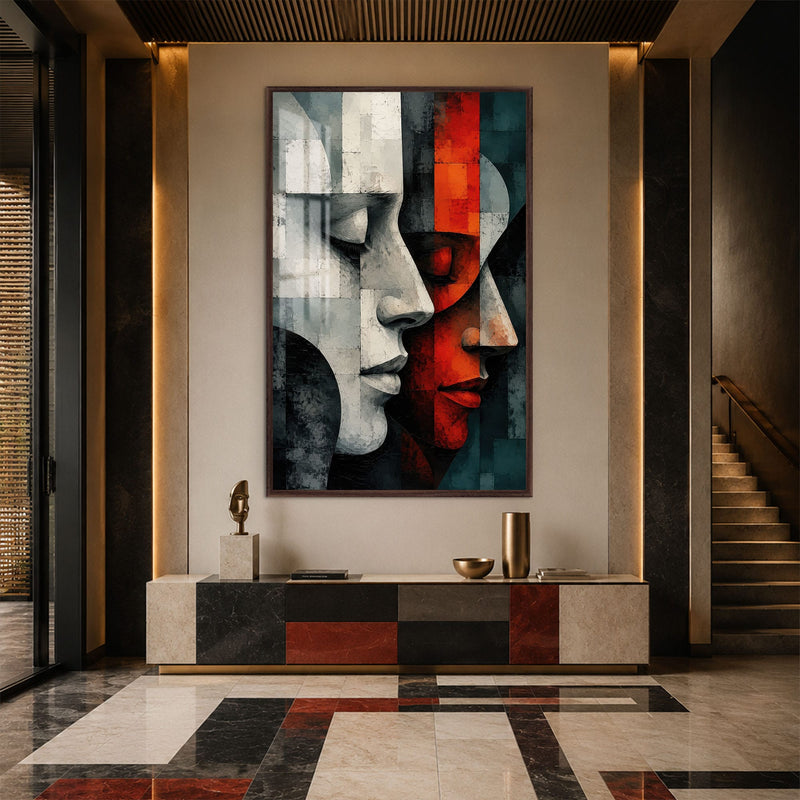 Artronauts Glass Print 12x18 cm | 4.7"x7.1" / Walnut Faces in Contrast Glass Wall Art