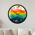 Retro Sunset Waves with black frame