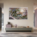 Children by the Victorian Lake House with white frame