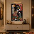 Enchanted Midnight Garden with walnut frame
