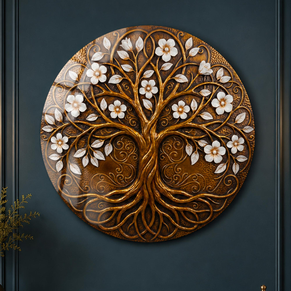 Golden Blossom Tree in a modern room