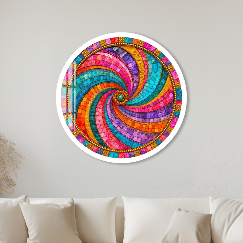 Jeweled Mosaic Spiral with white frame