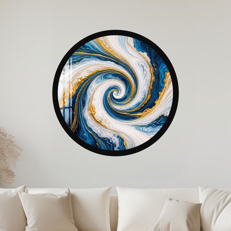 Sapphire Marble Vortex with black frame