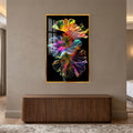 Neon Hibiscus Bloom with gold frame