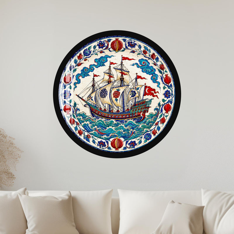 Ottoman Sailing Ship with black frame