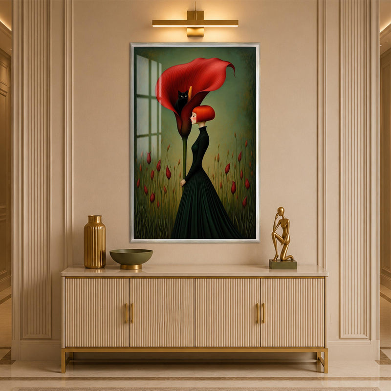 Crimson Calla Muse with silver frame