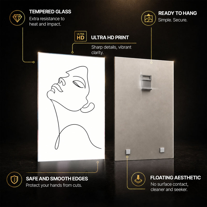 Serene Profile — tempered glass, ultra HD print, ready to hang