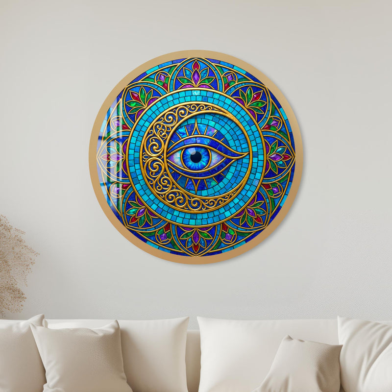 Jewelled Filigree Evil Eye with gold frame